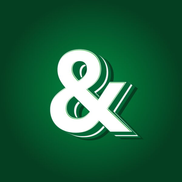 3D Ampersand Symbol Green Color Design