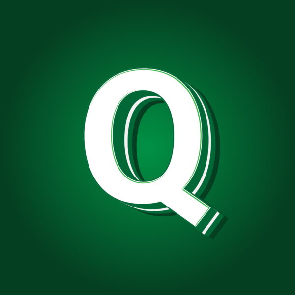 3D Letter Q Green Color Design