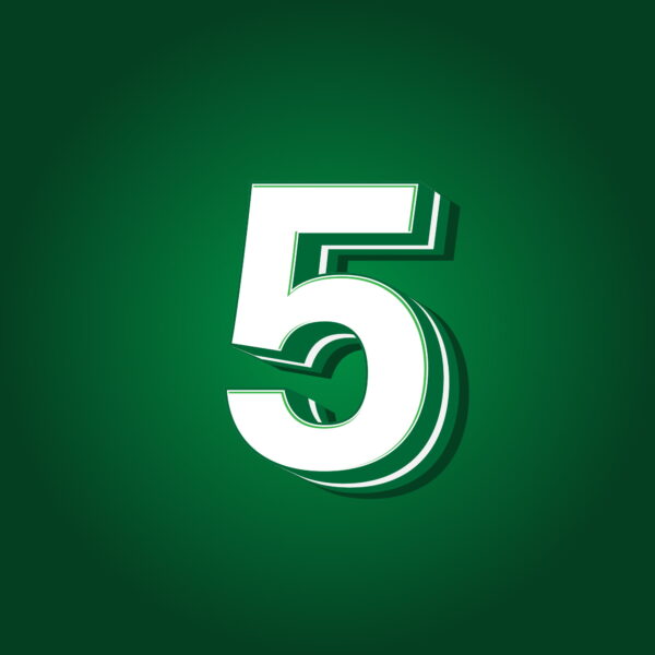 3D Number Five Green Color Design