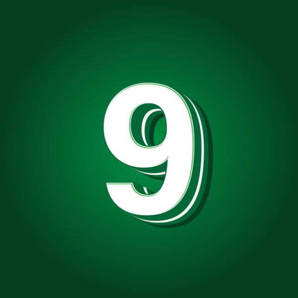 3D Number Nine Green Color Design