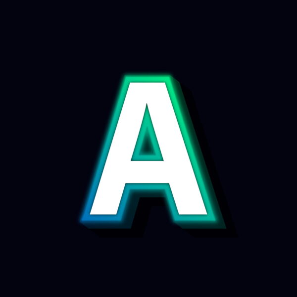 Letter A Neon Glowing Design