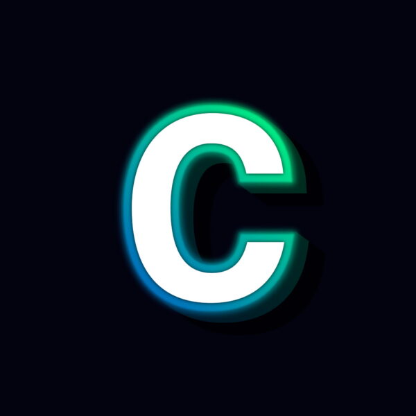 Letter C Neon Glowing Design