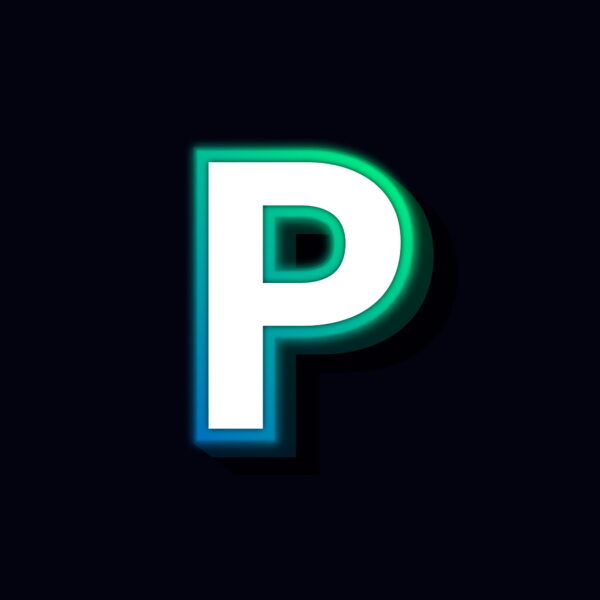 Letter P Neon Glowing Design