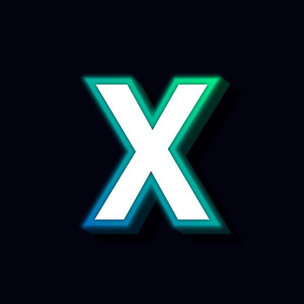 Letter X Neon Glowing Design