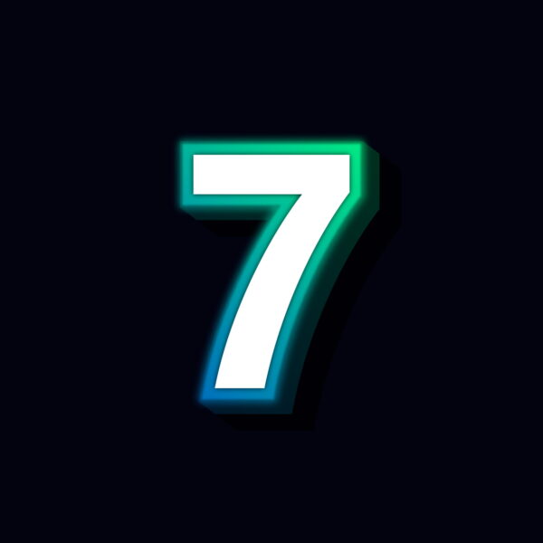 Number Seven Neon Glowing Design