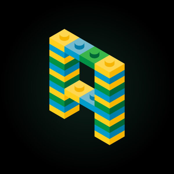 3D Letter A Lego Brick
