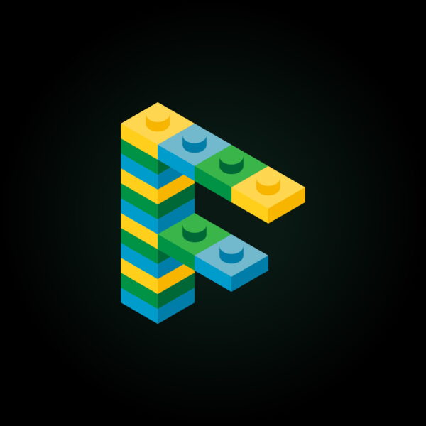 3D Letter F Lego Brick