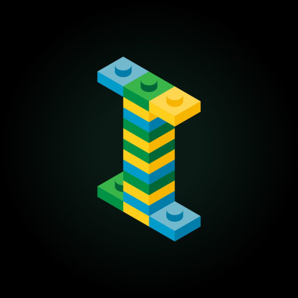 3D Letter I Lego Brick