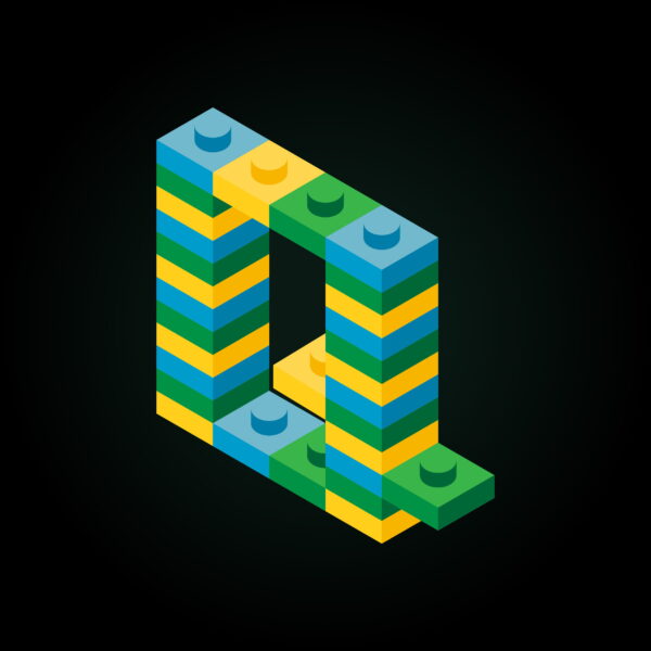 3D Letter Q Lego Brick