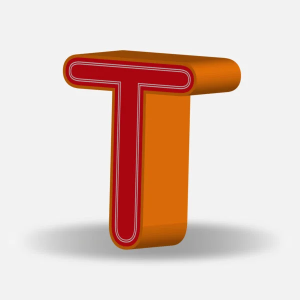 3D Letter T With Orange Border