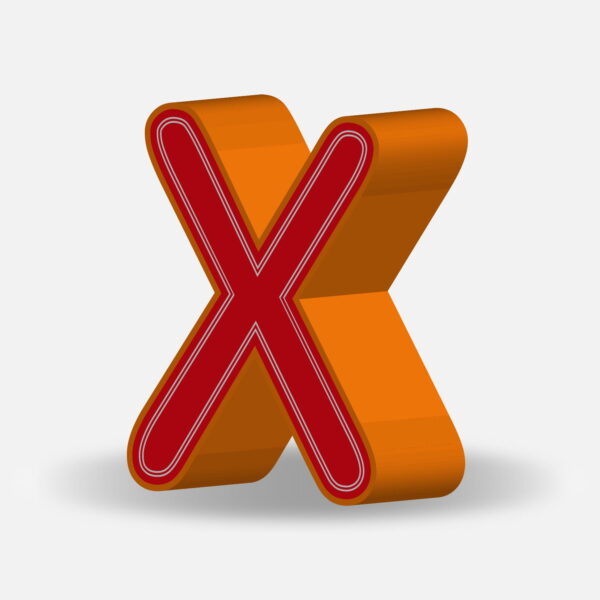 3D Letter X With Orange Border