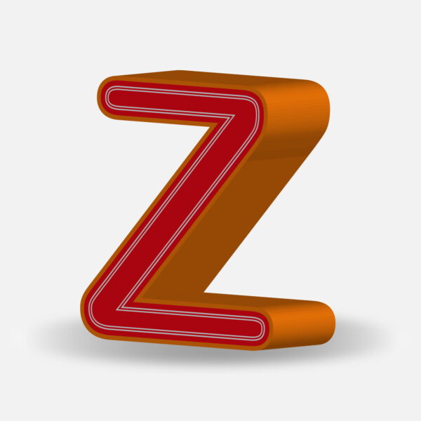 3D Letter Z With Orange Border