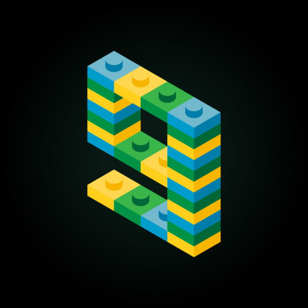 3D Number Nine Lego Brick