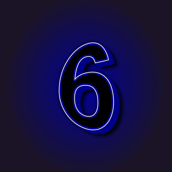 3D Number Six With White Border