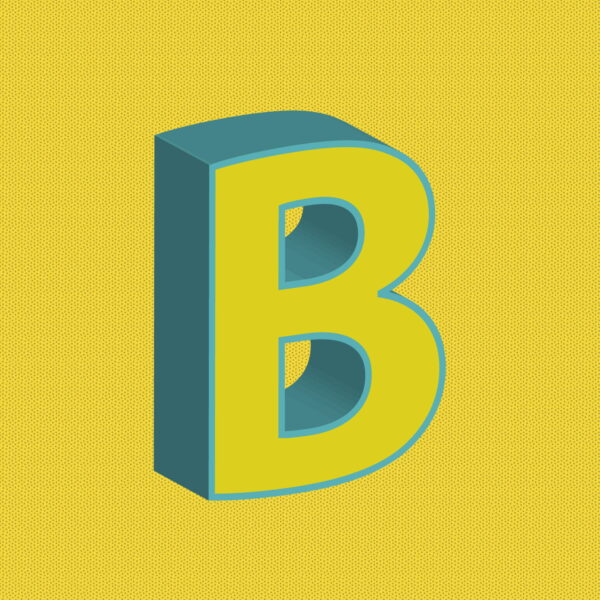 3D Yellow Letter B With Blue Border