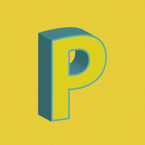 3D Yellow Letter P With Blue Border