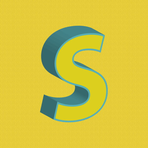 3D Yellow Letter S With Blue Border