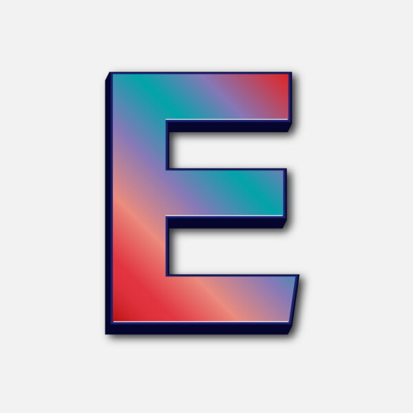 Letter E Glossy Colorful Design