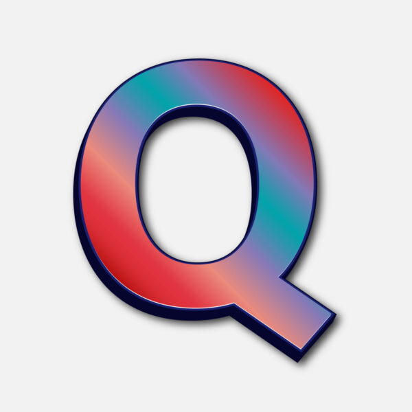 Letter Q Glossy Colorful Design