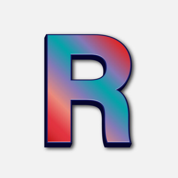 Letter R Glossy Colorful Design