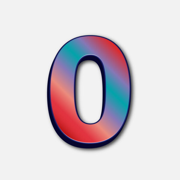 Number Zero Glossy Colorful Design