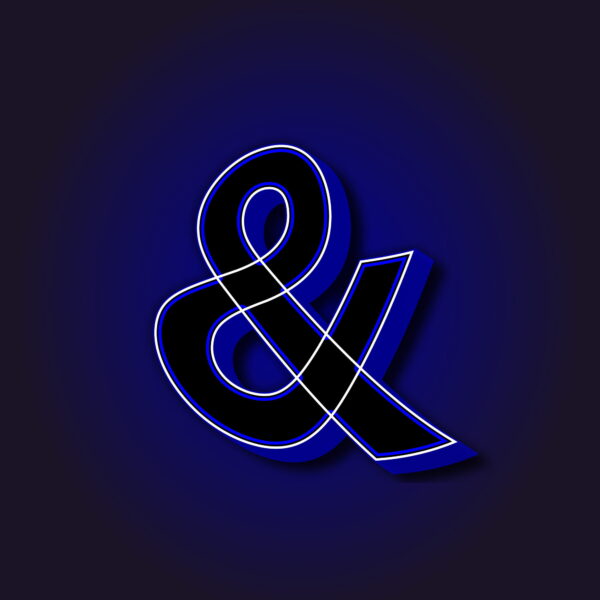 3D Ampersand Symbol With White Border