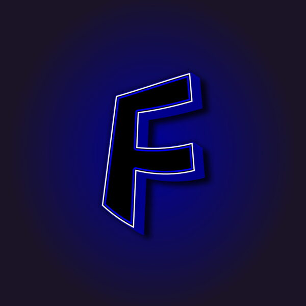 3D Letter F With White Border