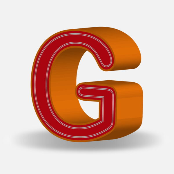3D Letter G With Orange Border