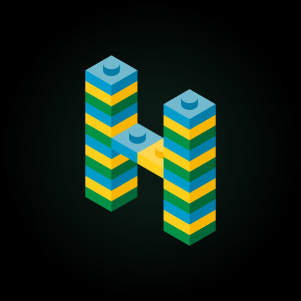 3D Letter H Lego Brick