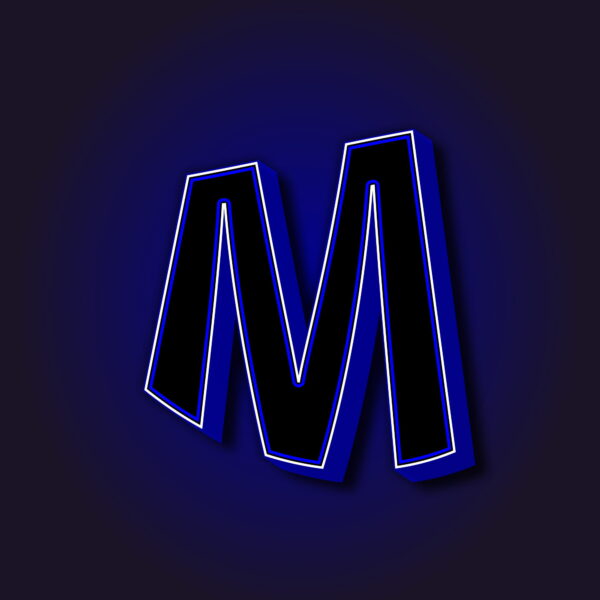 3D Letter M With White Border