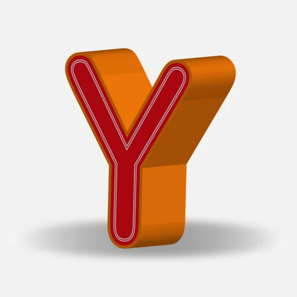 3D Letter Y With Orange Border