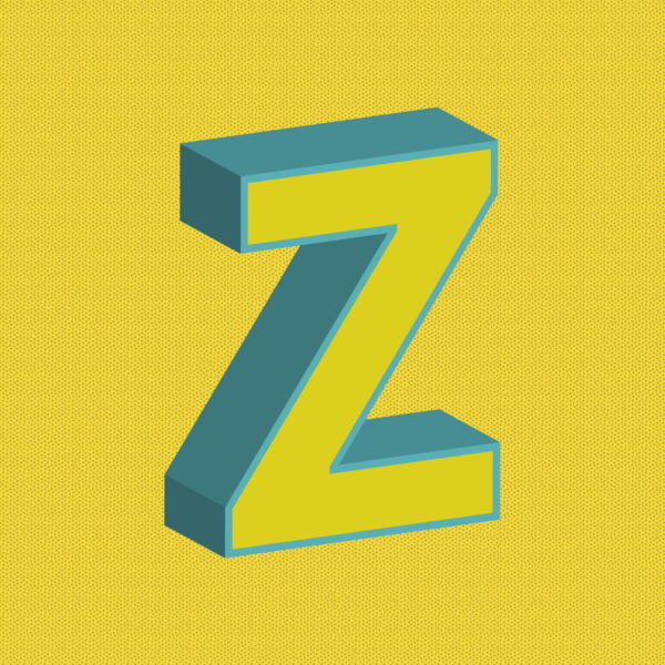 3D Yellow Letter Z With Blue Border