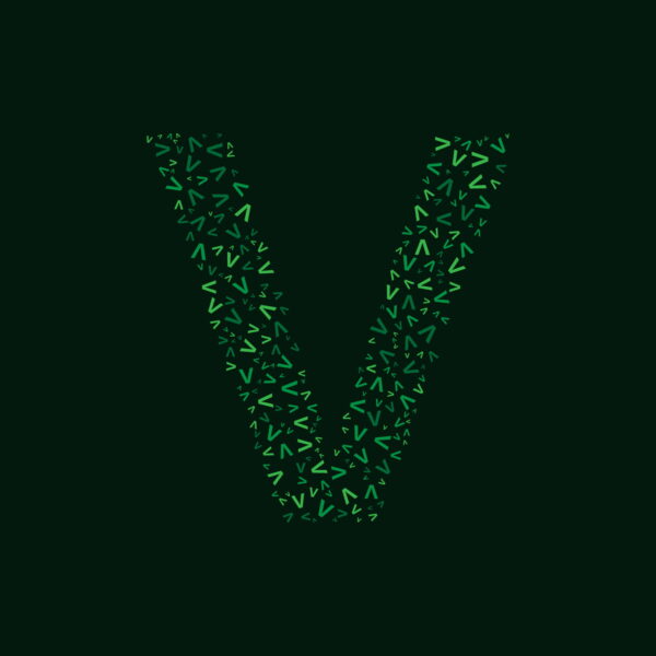 Letter V With Green Letter V Pattern