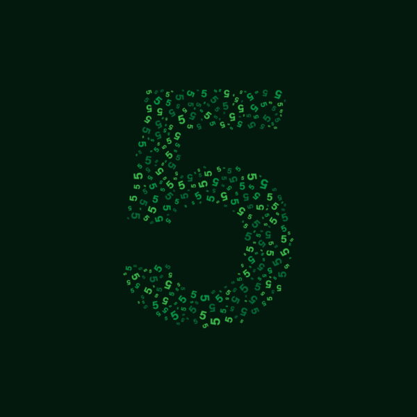 Number Five With Green Number Five Pattern