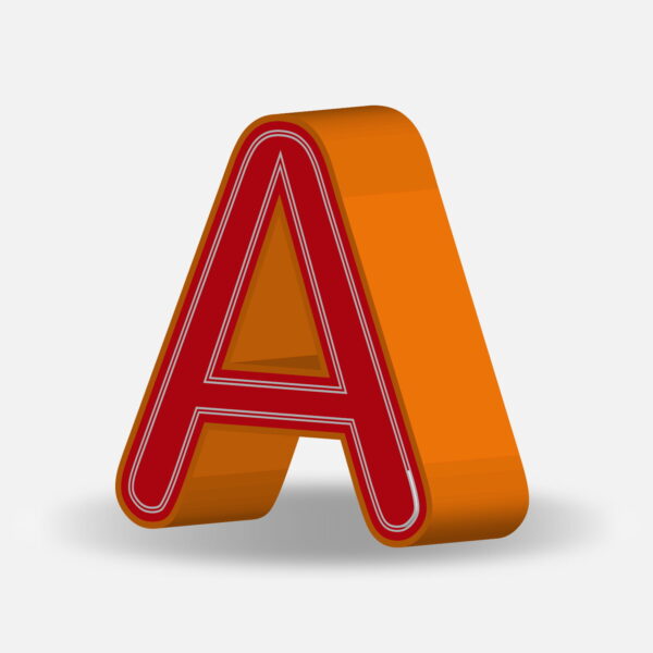 3D Letter A With Orange Border