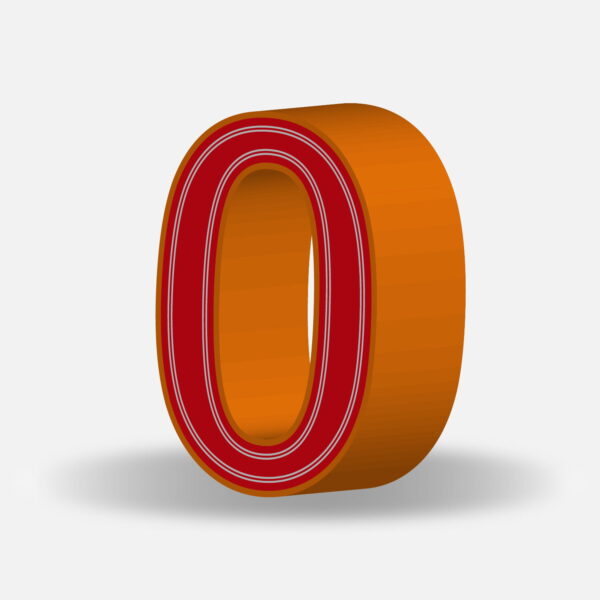3D Number Zero With Orange Border