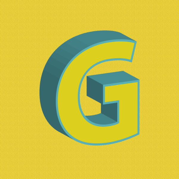 3D Yellow Letter G With Blue Border