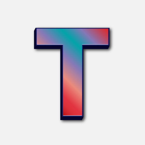 Letter T Glossy Colorful Design