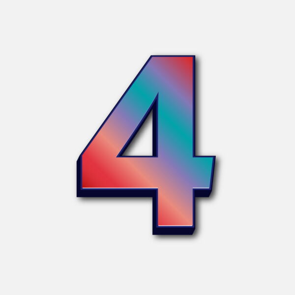 Number Four Glossy Colorful Design