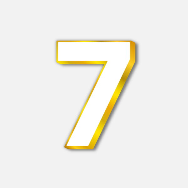 White Number Seven With Golden Border