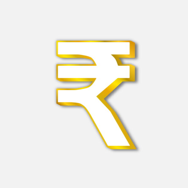 White Rupee Symbol With Golden Border