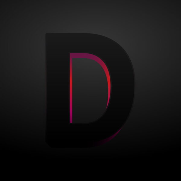 3D Letter D Black Color Design