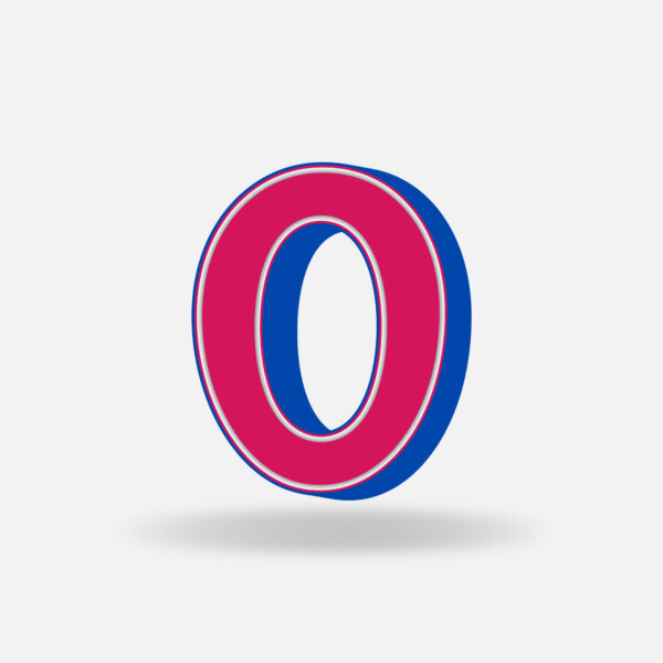 3D Pink Letter O With Blue Border