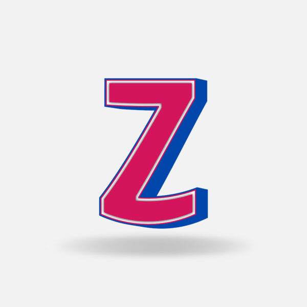 3D Pink Letter Z With Blue Border
