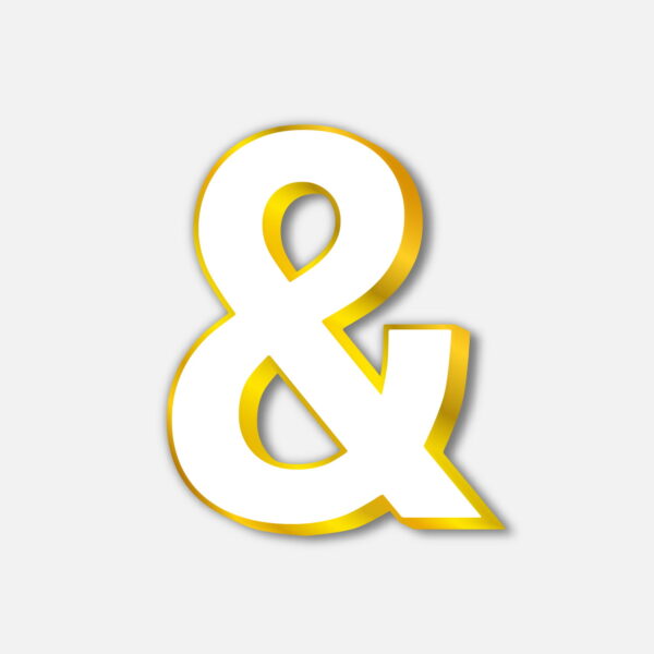 White Ampersand Symbol With Golden Border