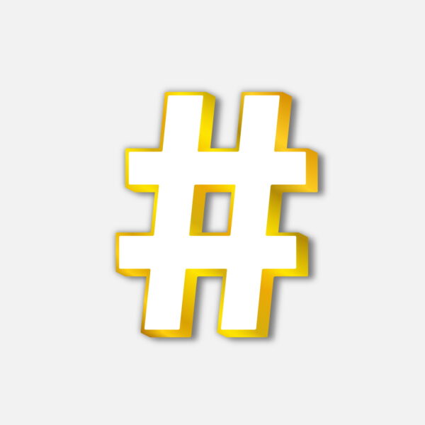 White Hashtag Symbol With Golden Border