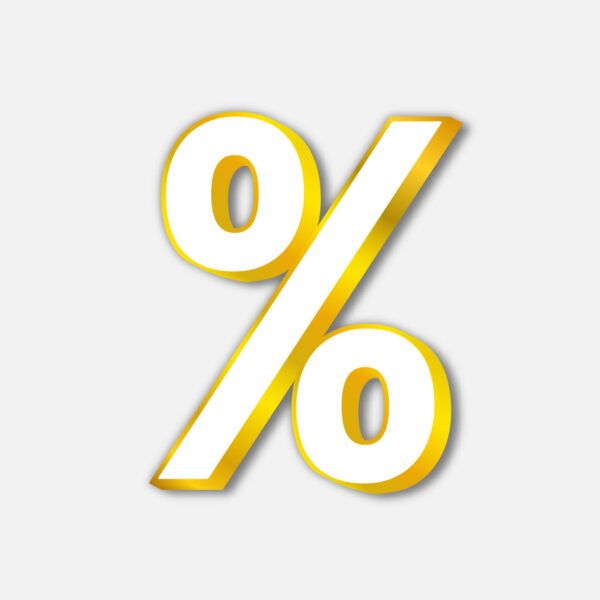 White Percentage Symbol With Golden Border