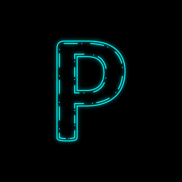 Letter P Neon Outline Design