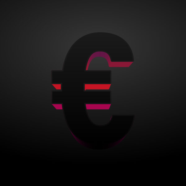 3D Euro Symbol Black Color Design