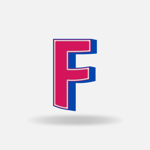 3D Pink Letter F With Blue Border